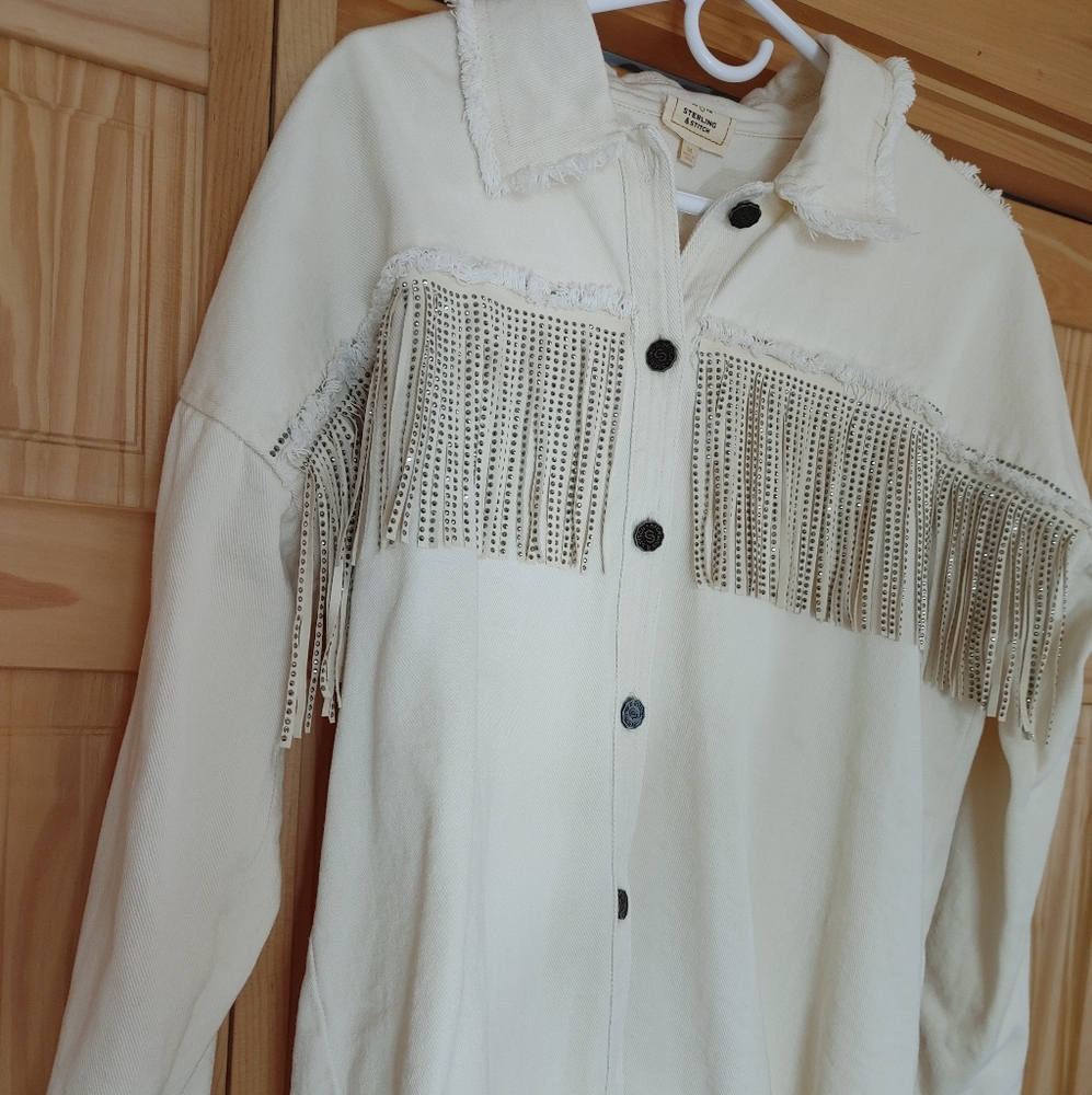 Firm on price Rhinestone Fringe jacket size medium  like new  in great condition